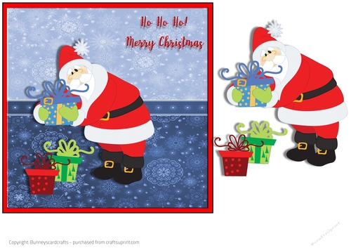 Santa Christmas Card 7x7 quick Card, 3d decoupage