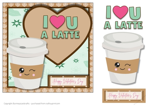 I Love You A Latte 7x7 quick card 3d decoupage