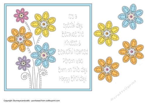 Birthday floral doodle 7x7 quick card
