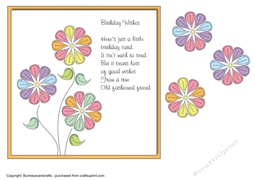 Floral doodle birthday 7x7 quick card 