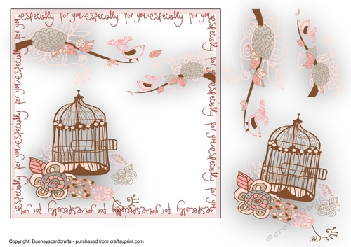 Birdcage For You 7x7 Birthday Card, decoupage, quick card