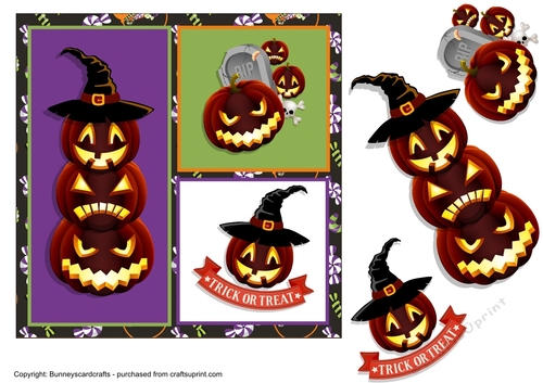 Halloween Pumpkin 7x7 card, quick card, decoupage