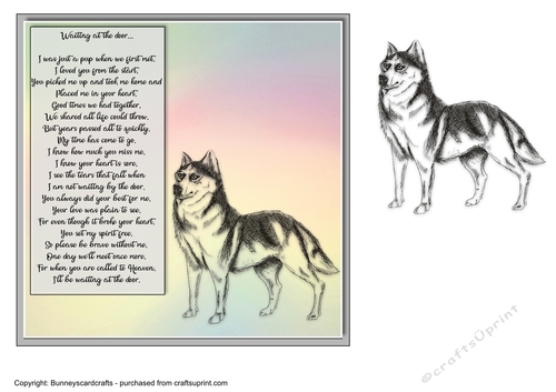 Husky 7x7 pet sympathy card