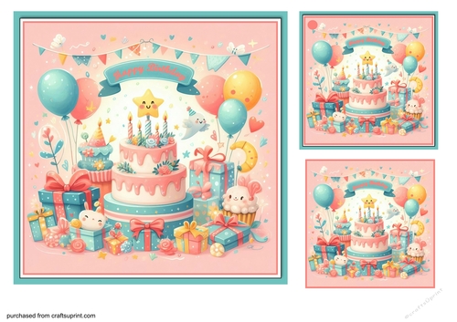 Birthday cake 7x7 quick card