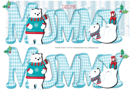Polar bear Large DL card sheet - MUMMY