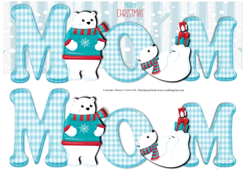 Polar bear Large DL card sheet - Mom