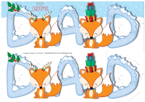 Foxes Christmas Large DL 3d Decoupage Dad