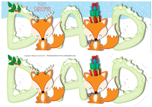 Christmas Foxes Large Dl 3d Decoupage Dad