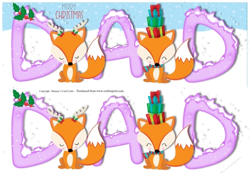Christmas Foxes Large Dl 3d Decoupage Dad
