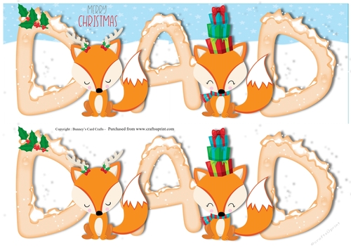 Christmas Foxes Large Dl 3d Decoupage Dad