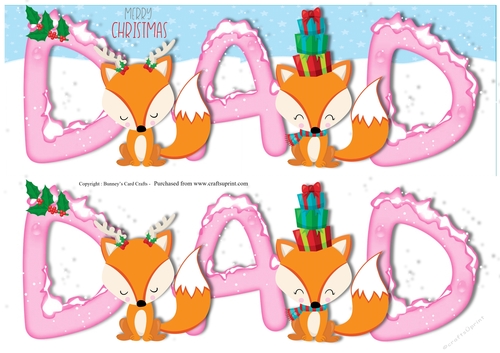 Christmas Foxes Large Dl 3d Decoupage Dad