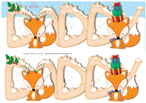 Christmas Foxes Large Dl 3d Decoupage Daddy