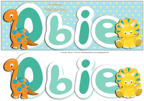 Dinosaur Large DL - Obie 3d decoupage Birthday Card