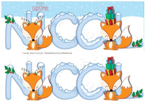 Christmas Foxes Large Dl 3d Decoupage Nicol