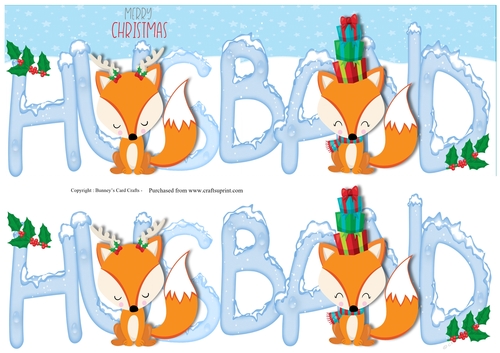 Christmas Foxes Large Dl 3d Decoupage Husband