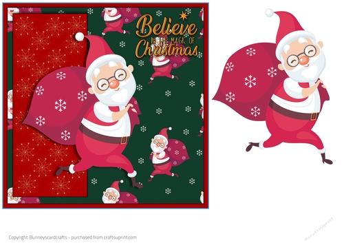 7x7 Christmas card Santa quick card design 3d decoupage