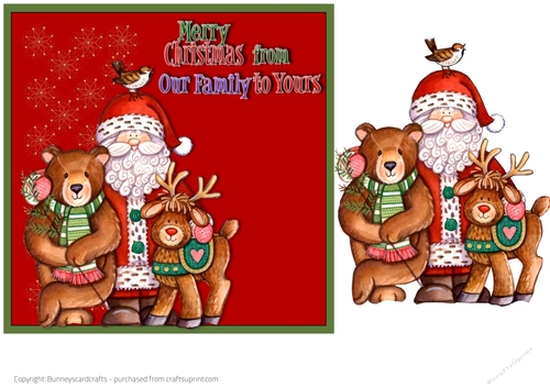 Christmas Santa & friends 7x7 3d decoupage quick card