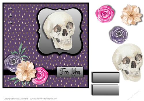 Gothic Skull style card 7x7 quick card 3d decoupage