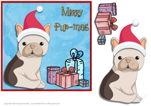 Christmas French Bulldog 7x7 quick card 3d decoupage