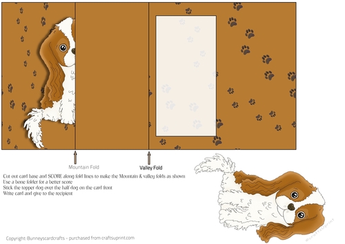 Cavalier Spaniel Folded 5x5 Card, 3d decoupage