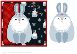 Christmas Hare, 7x7 quick card, 3d decoupage