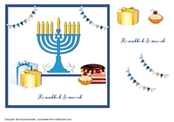 Hanukkah Menorah quick card, Decoupage, 7x7
