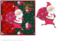 7x7 Christmas card Santa quick card design 3d decoupage