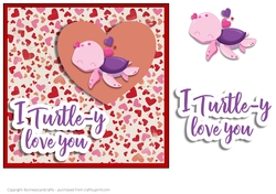 Turtle 7x7 Valentines day quick card Decoupage