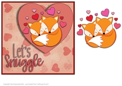 Foxes 7x7 Valentines day quick card Decoupage