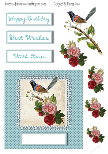 Vintage Floral Card Front and Decoupage
