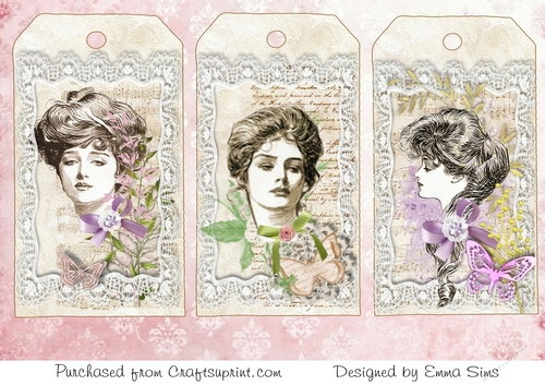 Vintage Ladies Large Tags Toppers