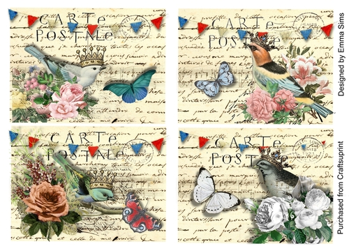 French Style Postcard Topper Set