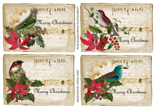 Christmas Vintage Postcard Toppers