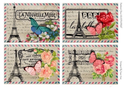 Vintage Style French Postcard Toppers