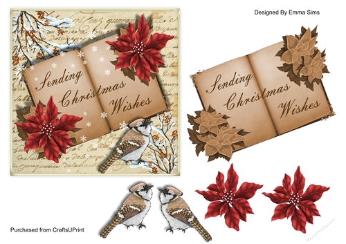 Sepia Christmas Bird Quick Card 