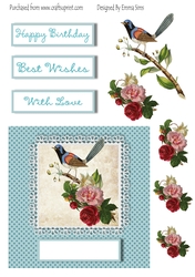 Vintage Floral Card Front and Decoupage