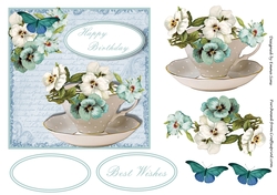 Floral Teacup Card Quick Card Sheet
