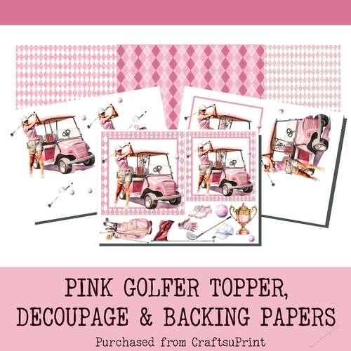 Pink Golfer Toppers, Decoupage and Backing Papers Kit