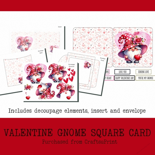 Valentine Gnome Square Card Kit