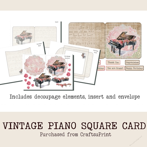 Piano Vintage Feel Square Card Kit