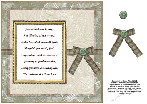 Vintage Sympathy Floral 8X8 Quick Card - Masculine
