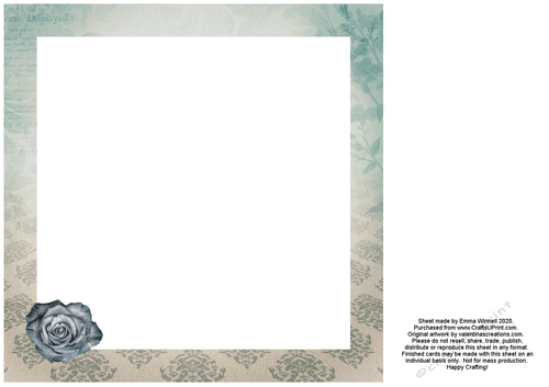 Vase of Roses 8x8 Insert - Teal & Cream