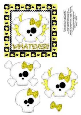 Whatever! Flying Skull and Crossbones Decoupage - Yellow
