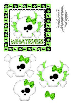 Whatever! Flying Skull and Crossbones Decoupage - Green