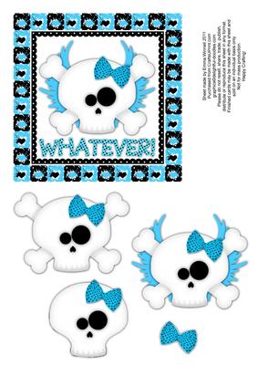 Whatever! Flying Skull and Crossbones Decoupage - Sky Blue