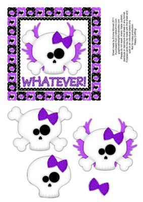Whatever! Flying Skull and Crossbones Decoupage - Purple
