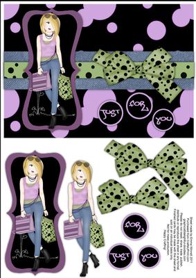 Shopping-mad Teen Decoupage - Lilac & Khaki