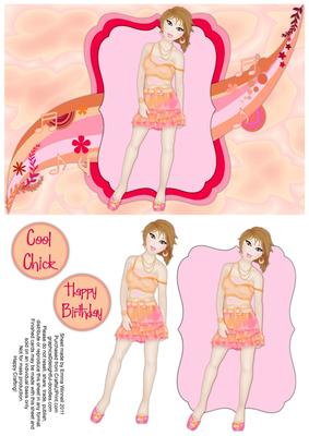 Music-mad Teen Decoupage - Red & Peach 2