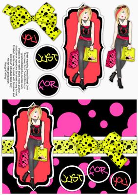 Shopping-mad Punk Teen Decoupage - Red, Pink & Yellow