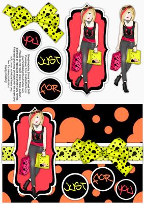 Shopping-mad Punk Teen Decoupage - Red, Orange & Yellow